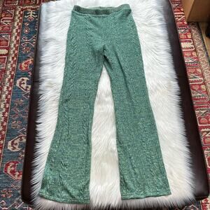 Zara Green Marl Knit Flare Leg Pants